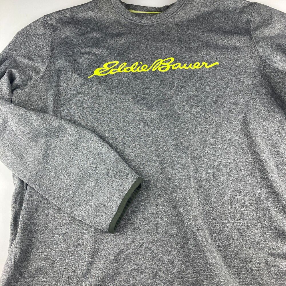 Eddie Bauer Outdoor Mens Tall XL Long Sleeve Performance Shirt Gray Logo